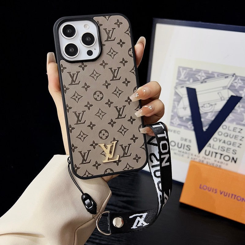 Luxe bruin iPhone-hoesje met handketting