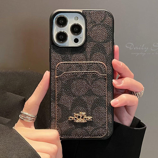 Klassische iPhone-Hülle aus Leder mit Kartenetui