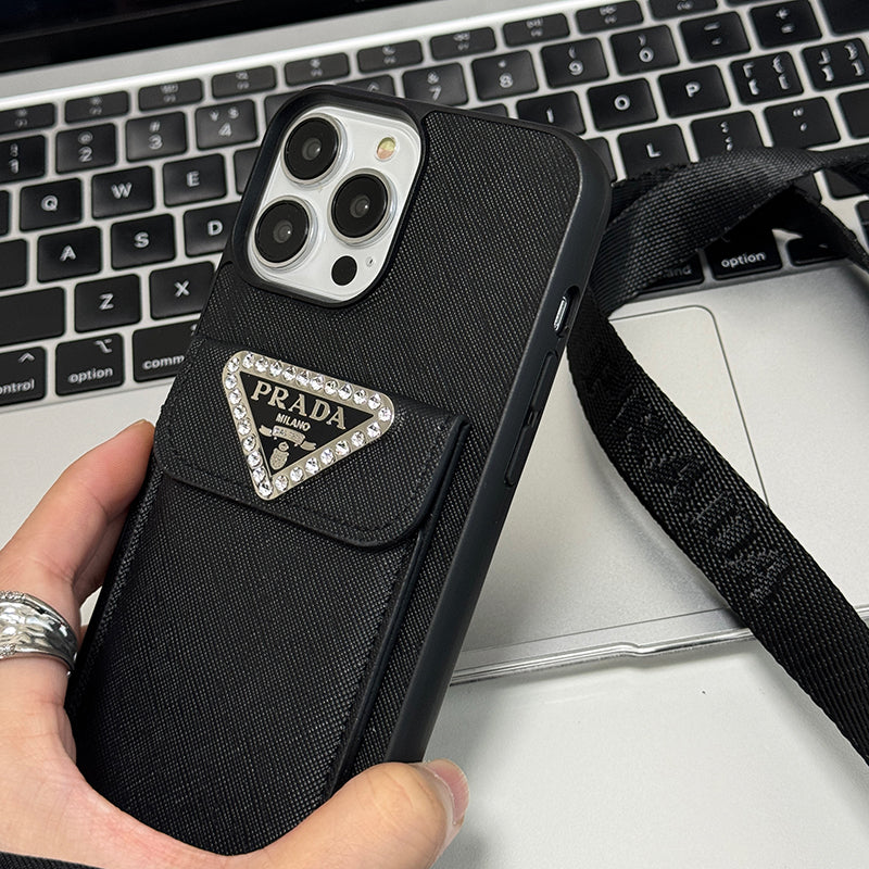 Luxe leren crossbody iPhone-hoesje