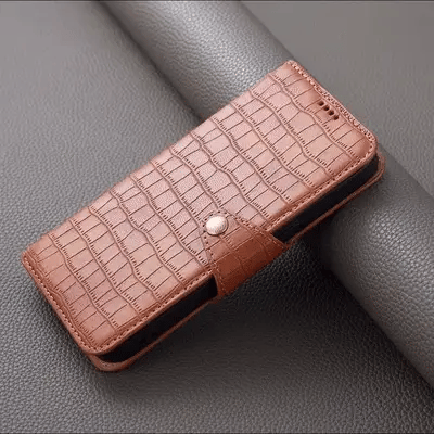 IPhone-hoesje met alligatorprint, portemonnee en riem