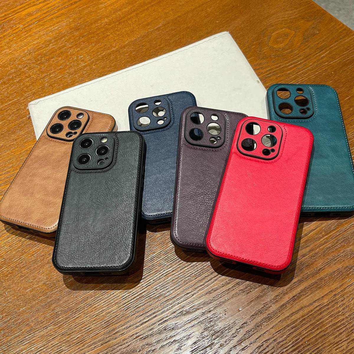 Premium vintage leren iPhone-hoesje – zachte, schokbestendige beschermhoes