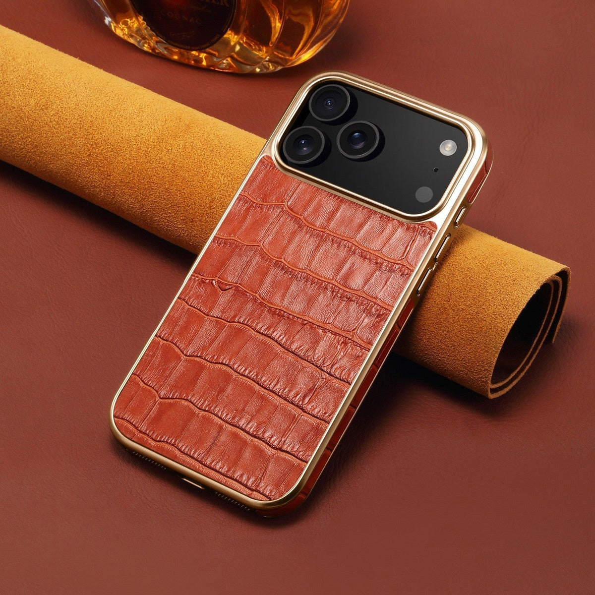 IPhoneケース用クロコ型押しレザーケース