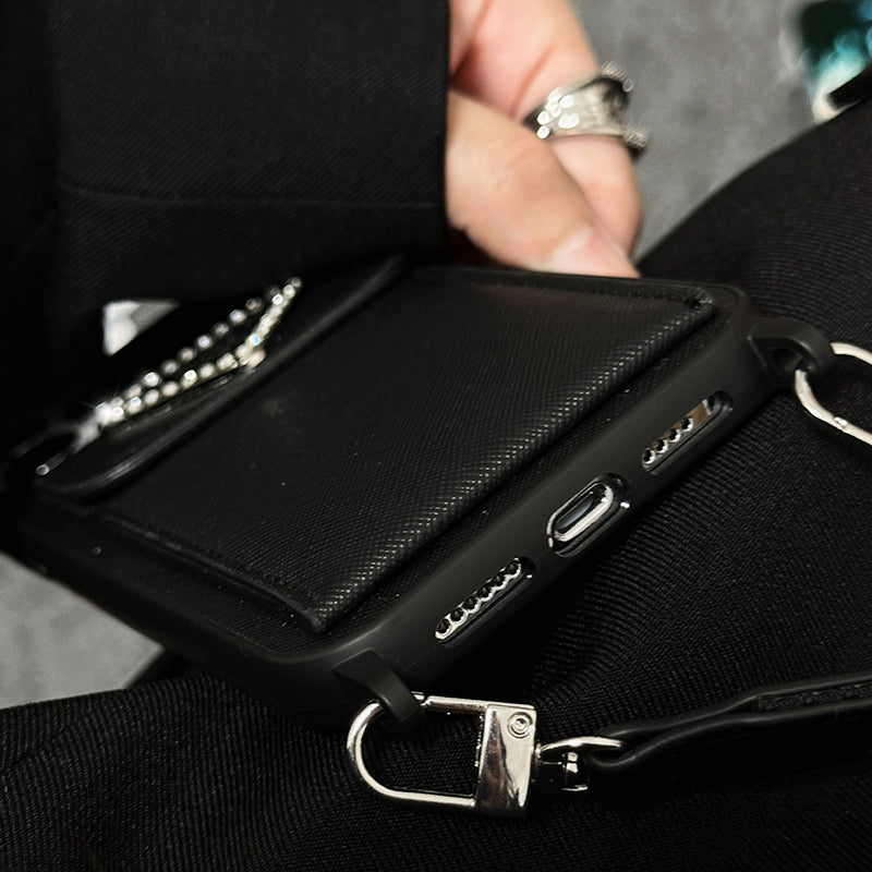 Luxe leren crossbody iPhone-hoesje