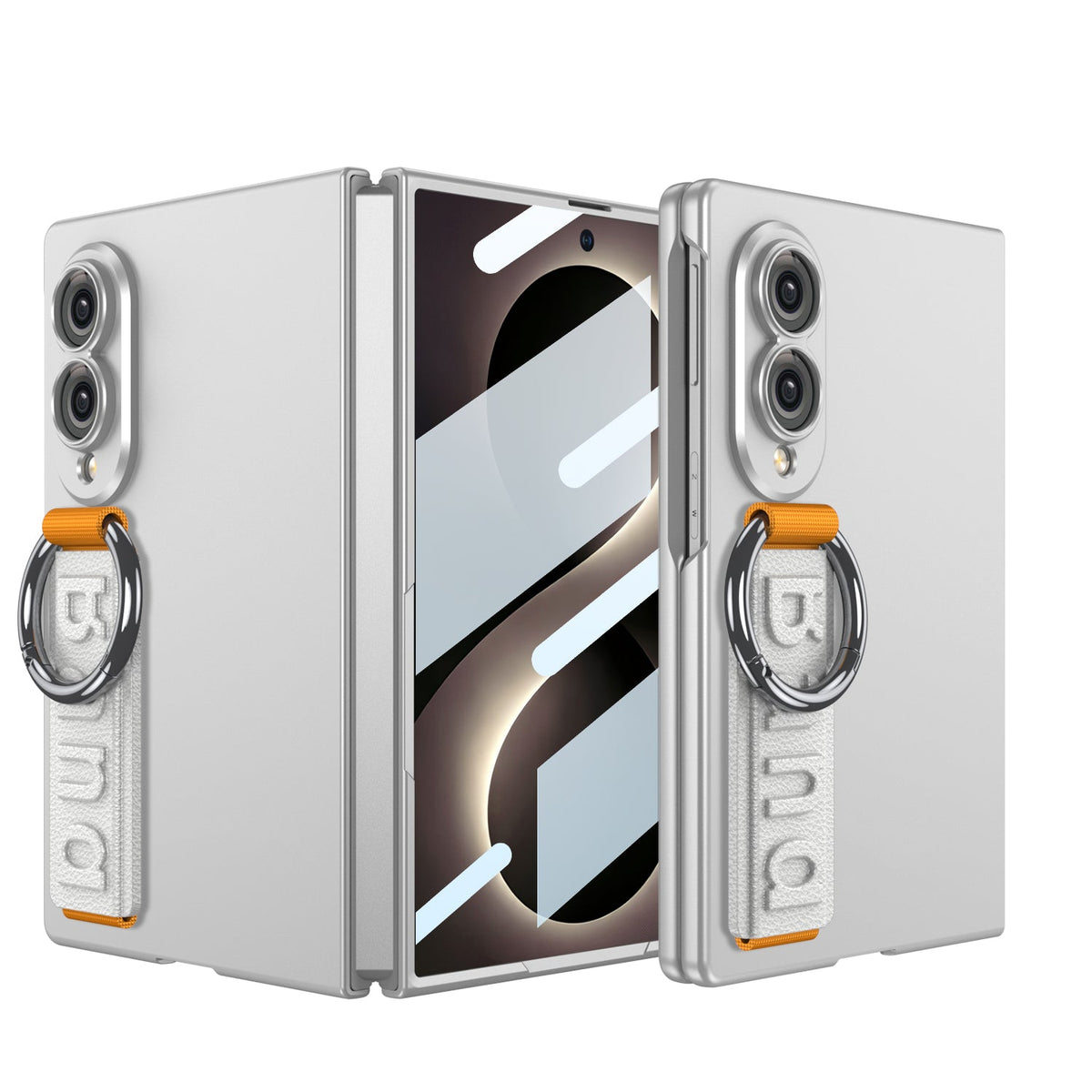 Funda para teléfono de moda con vidrio templado incorporado y pulsera para Galaxy Z Fold 8/7/6 Wide Ultra