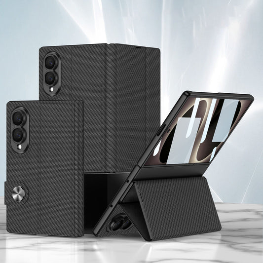 Luxus bőr Galaxy Z Fold 8 tok beépített edzett üveggel és állvánnyal