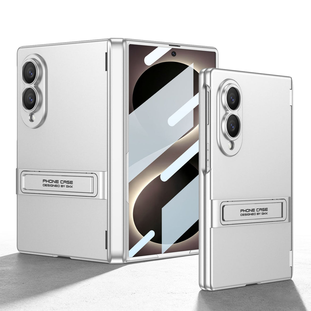 Business-style Bracket Magnetic Hinge Phone Case With Back Screen Film For Galaxy Z Fold 7/8 Ultra Wide