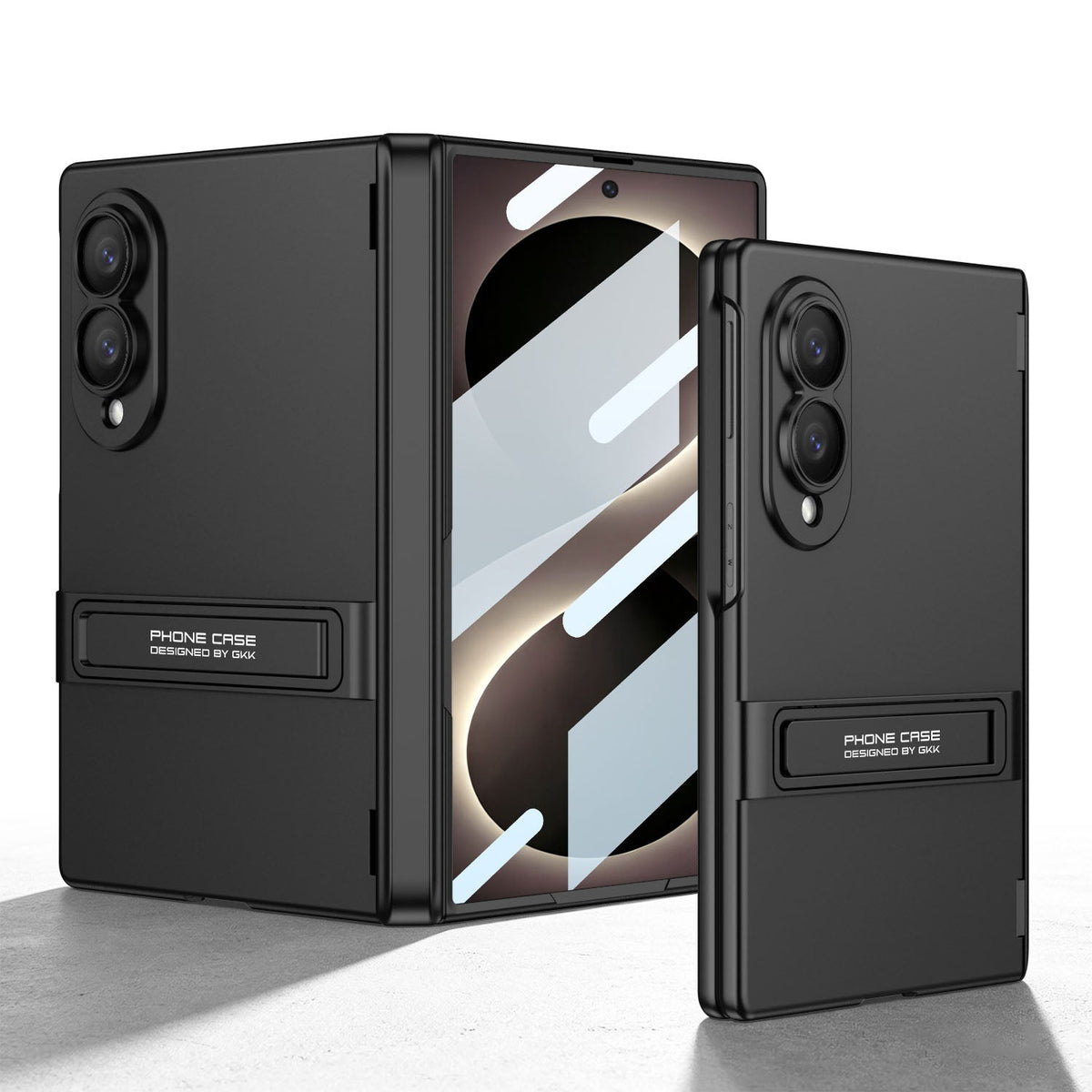Business-style Bracket Magnetic Hinge Phone Case With Back Screen Film For Galaxy Z Fold 7/8 Ultra Wide