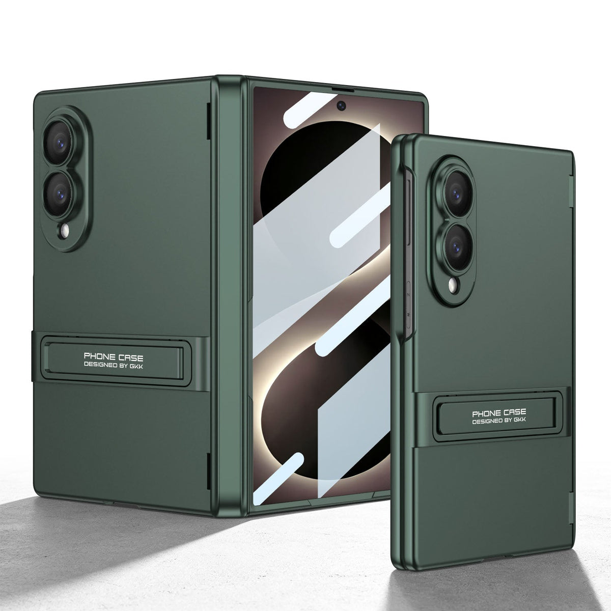 Business-style Bracket Magnetic Hinge Phone Case With Back Screen Film For Galaxy Z Fold 7/8 Ultra Wide