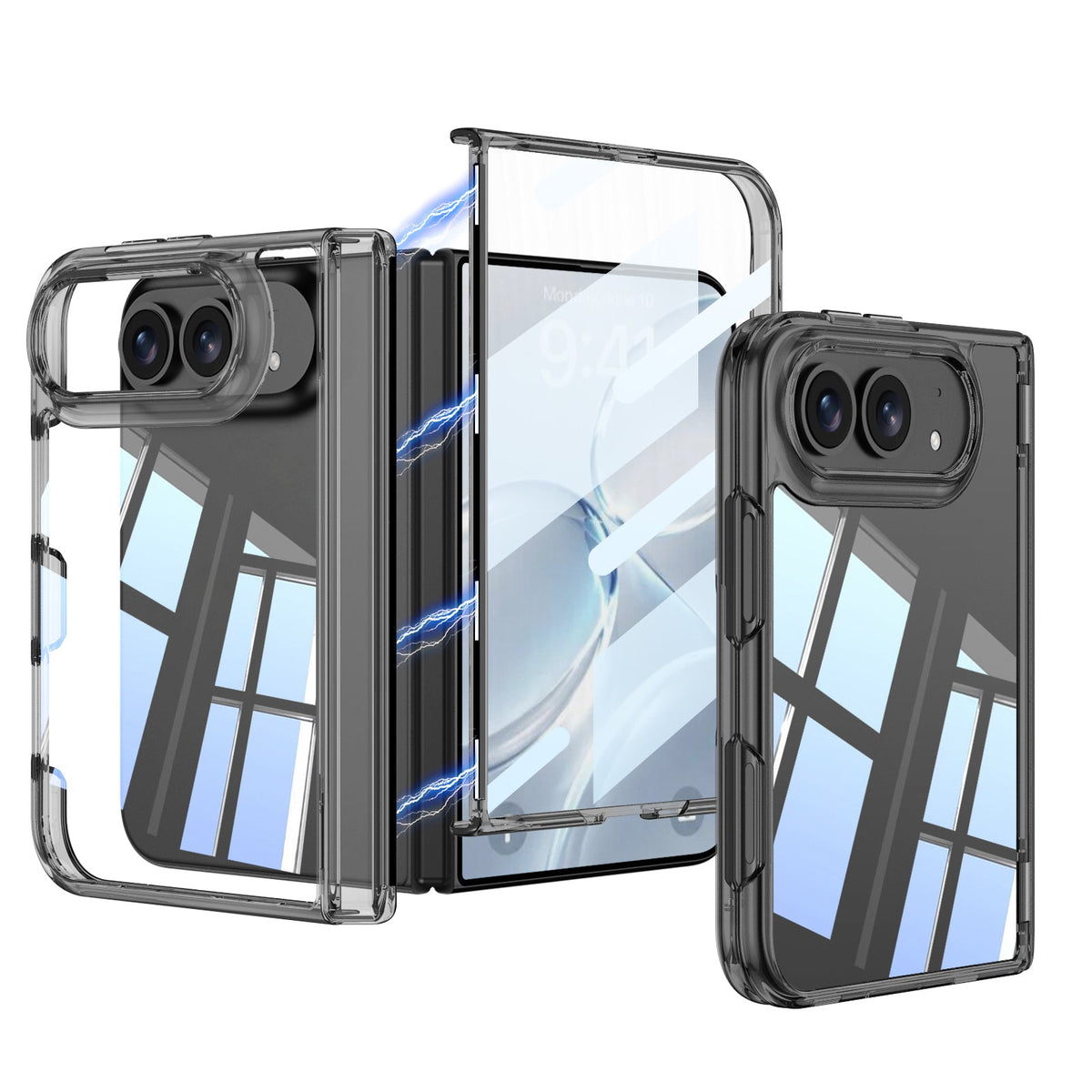 iPhone Ultra - Magnetische scharnierbescherming Doorzichtige hoes Ingebouwde film van gehard glas