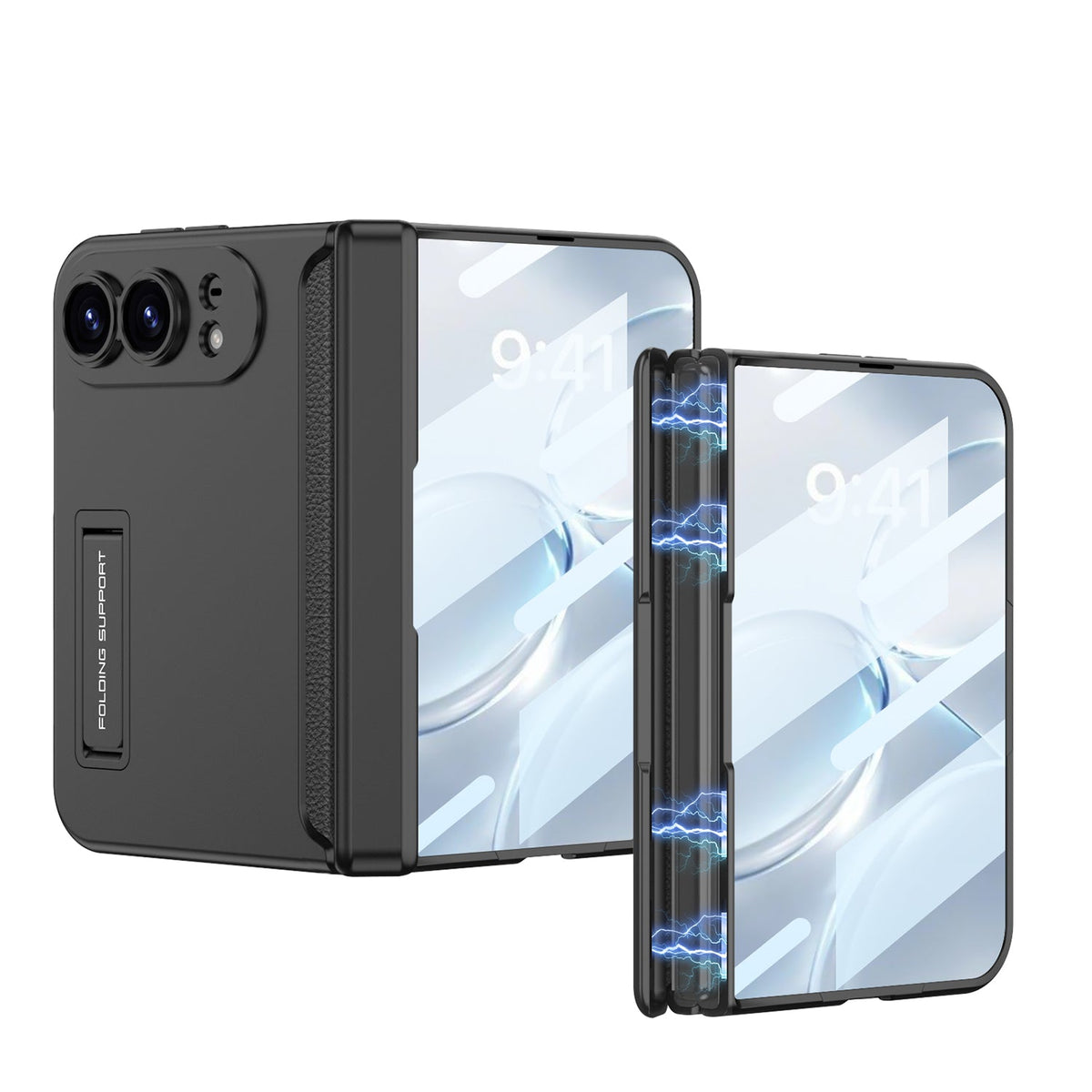 iPhone Ultra - Protección de cámara con bisagra magnética Cubierta empresarial Película de vidrio templado incorporada y soporte oculto