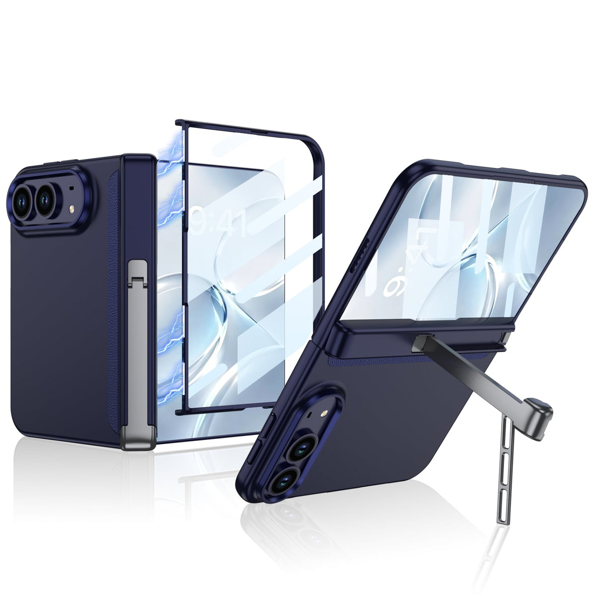 iPhone Ultra - Magnetische scharnierbescherming Zakelijke cover Ingebouwde film van gehard glas en in drieën gevouwen zijstandaard