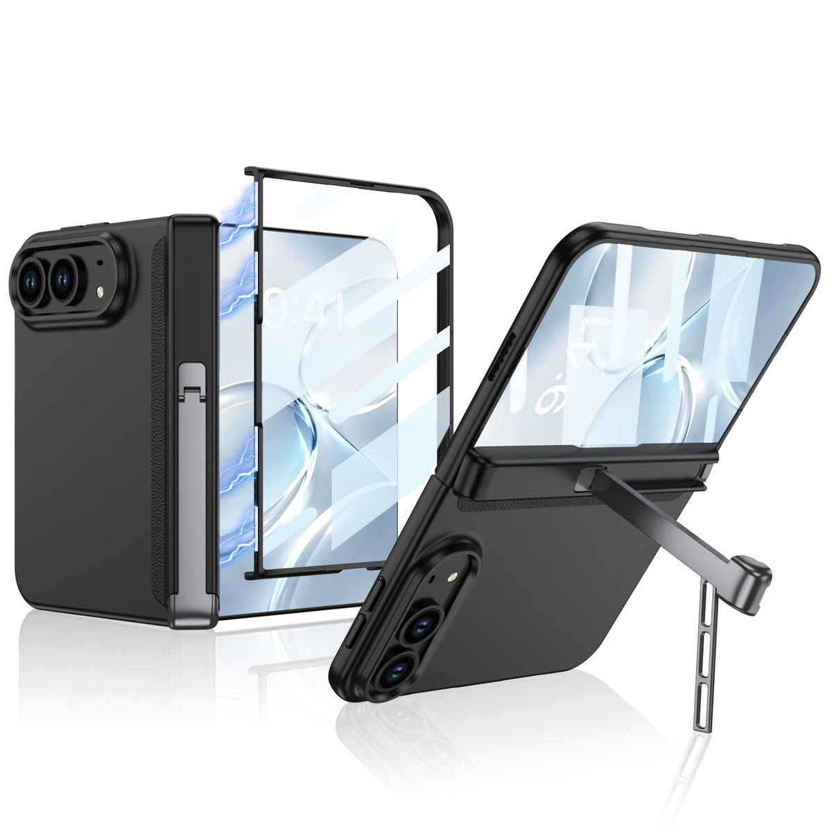 iPhone Ultra - Magnetische scharnierbescherming Zakelijke cover Ingebouwde film van gehard glas en in drieën gevouwen zijstandaard