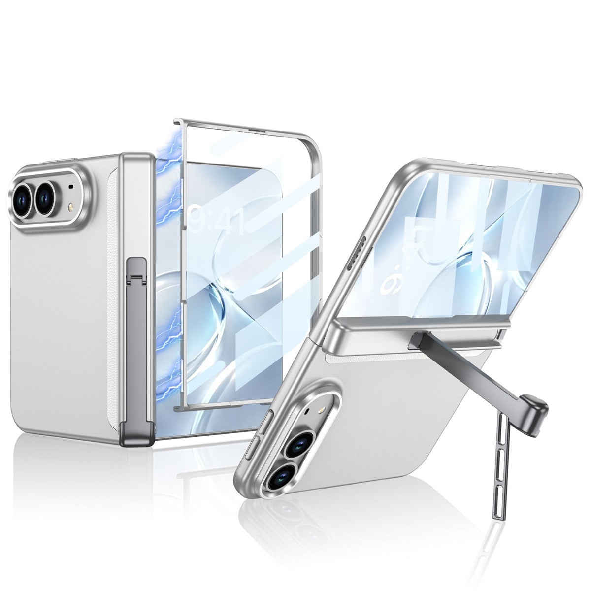 iPhone Ultra - Magnetische scharnierbescherming Zakelijke cover Ingebouwde film van gehard glas en in drieën gevouwen zijstandaard