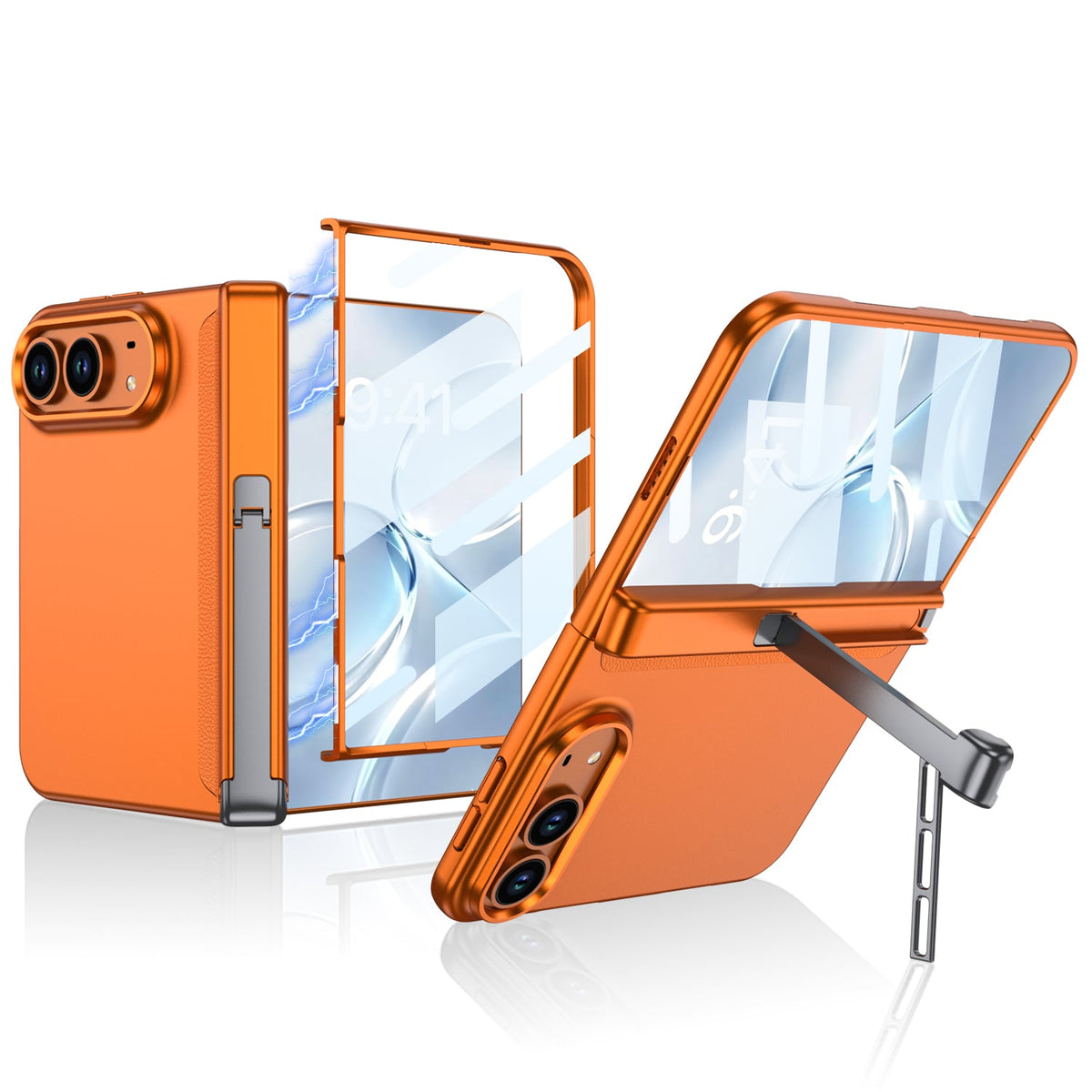 iPhone Ultra - Magnetische scharnierbescherming Zakelijke cover Ingebouwde film van gehard glas en in drieën gevouwen zijstandaard