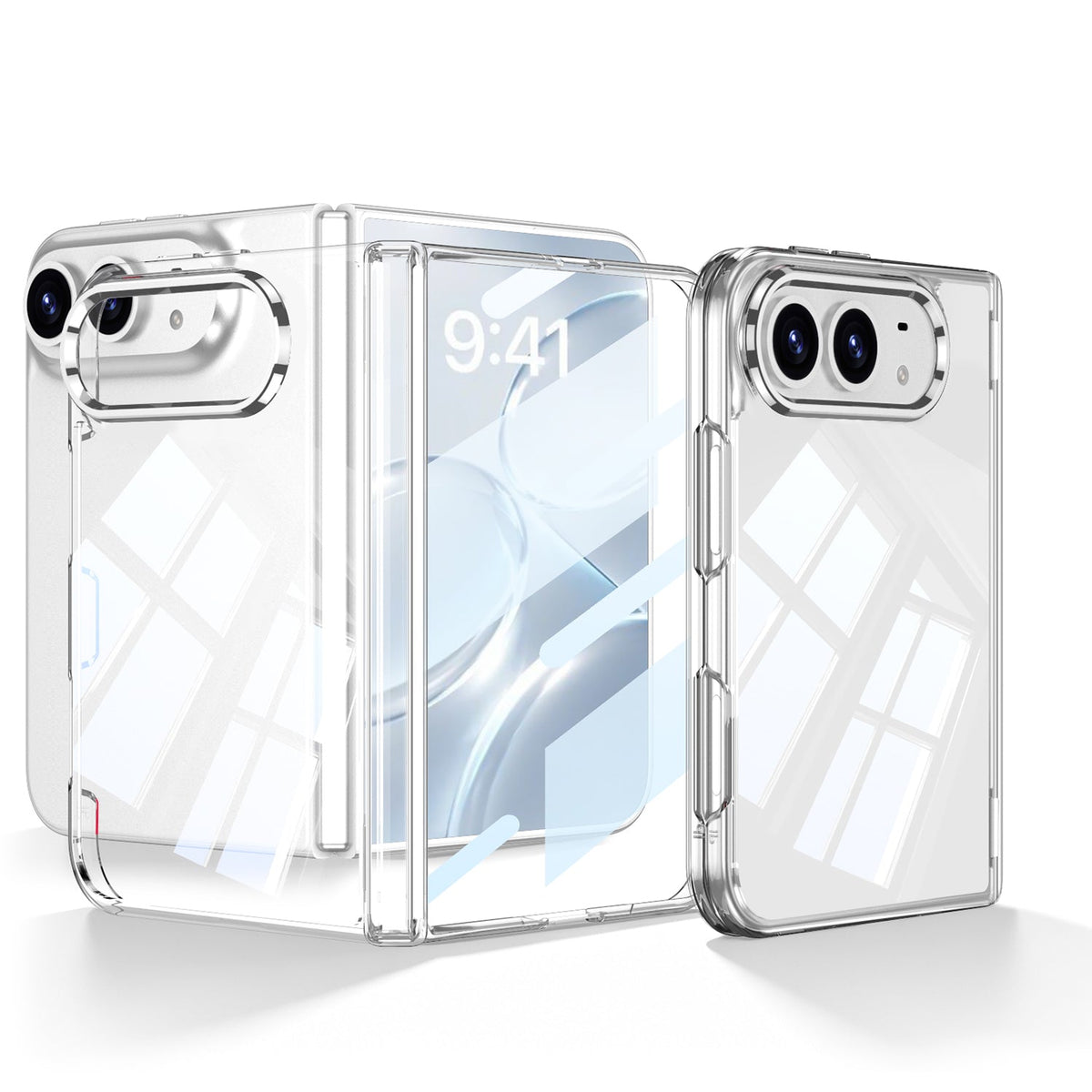 iPhone Ultra - Magnetische scharnierbescherming Doorzichtige behuizing Ingebouwde film van gehard glas