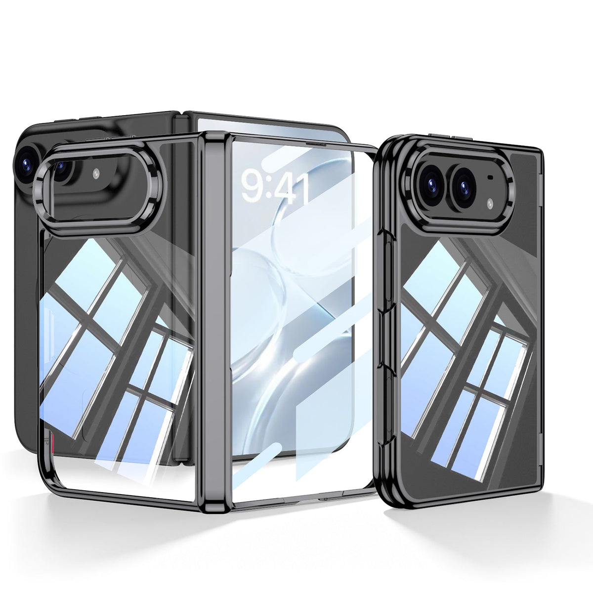iPhone Ultra - Magnetische scharnierbescherming Doorzichtige behuizing Ingebouwde film van gehard glas