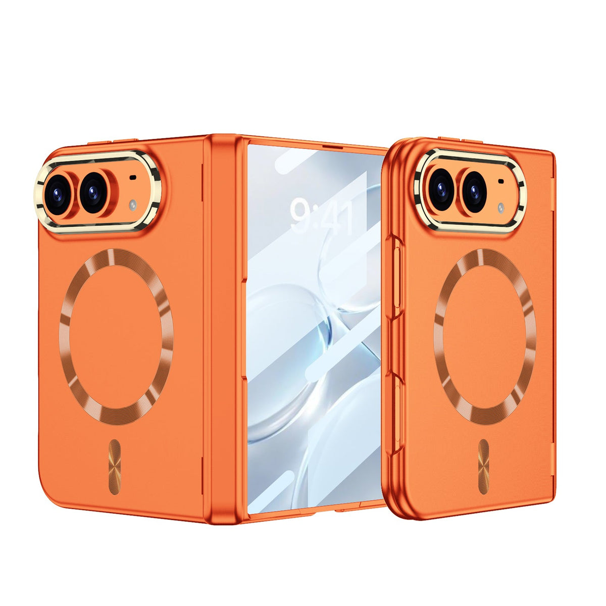 iPhone Ultra - Protección de bisagra magnética Cubierta de moda Película de vidrio templado incorporada y anillo magnético