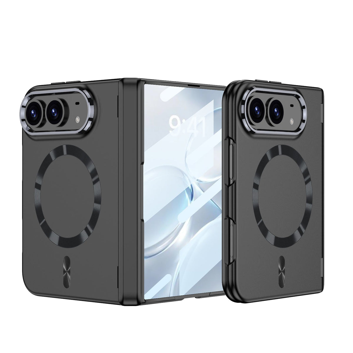 iPhone Ultra - Protección de bisagra magnética Cubierta de moda Película de vidrio templado incorporada y anillo magnético