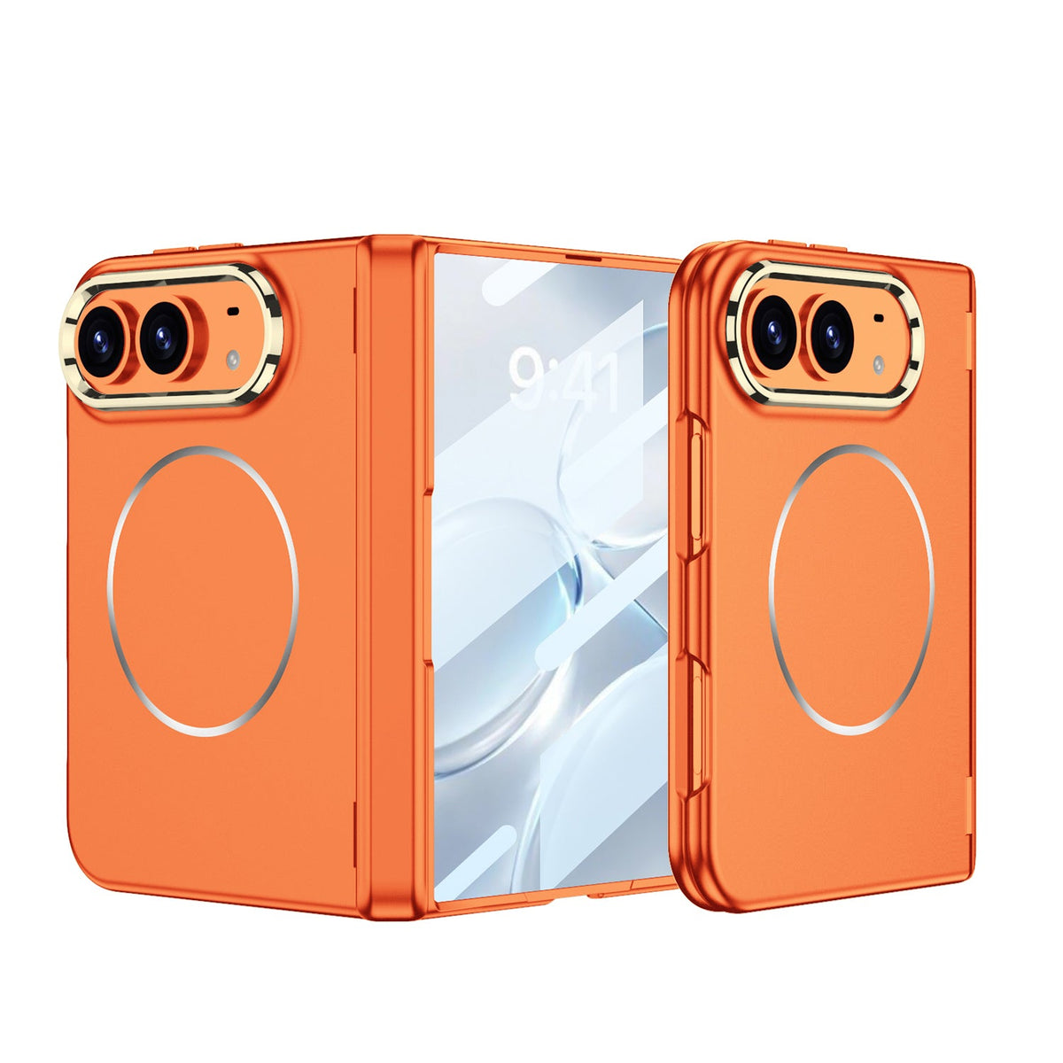 iPhone Ultra - 磁気ヒンジ保護ファッションカバー内蔵強化ガラスフィルム & 磁気リング