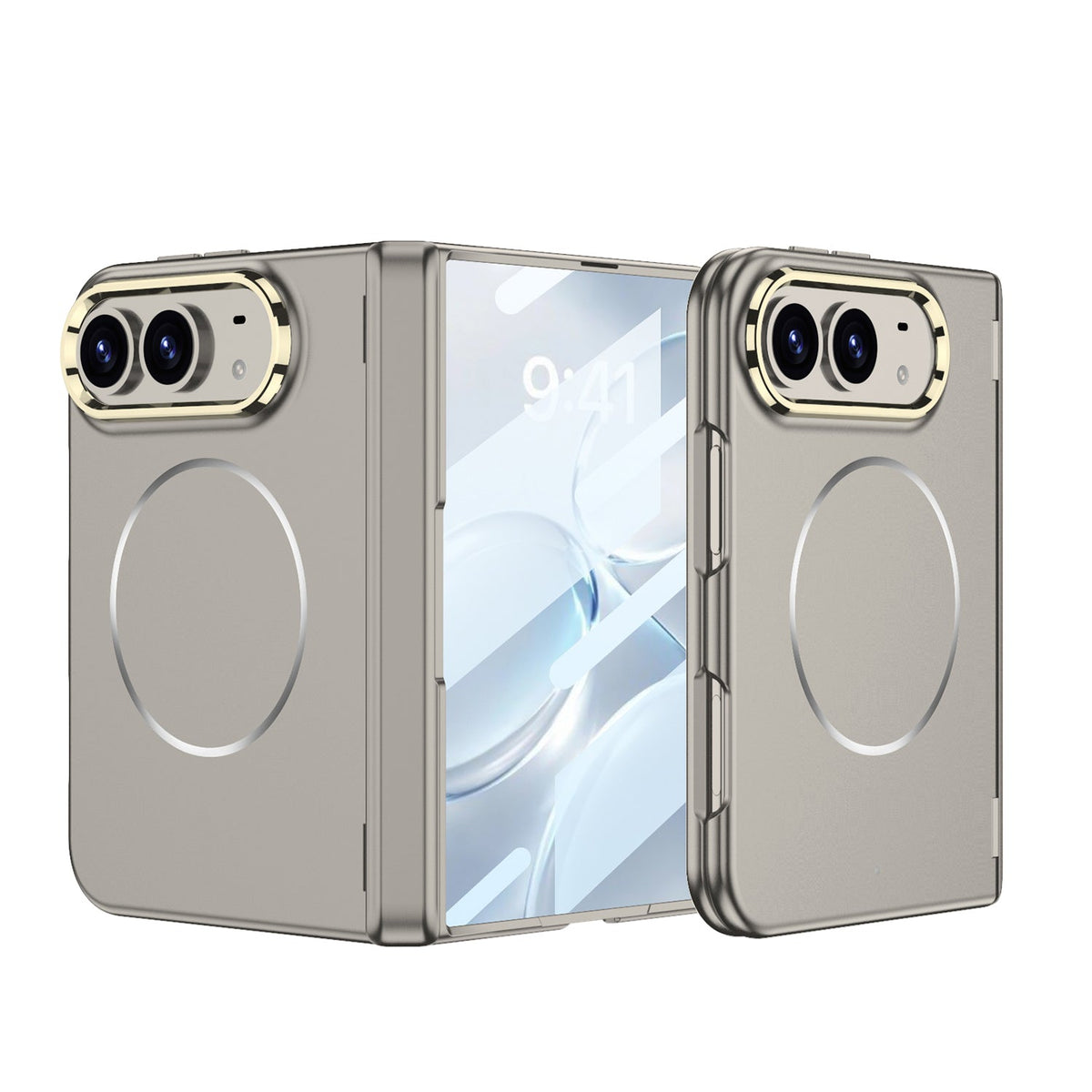 iPhone Ultra - 磁気ヒンジ保護ファッションカバー内蔵強化ガラスフィルム & 磁気リング