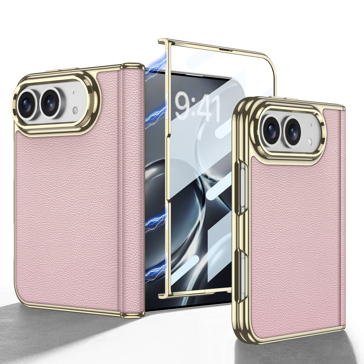 iPhone Ultra - Gouden leren hoes Ingebouwd scherm van gehard glas