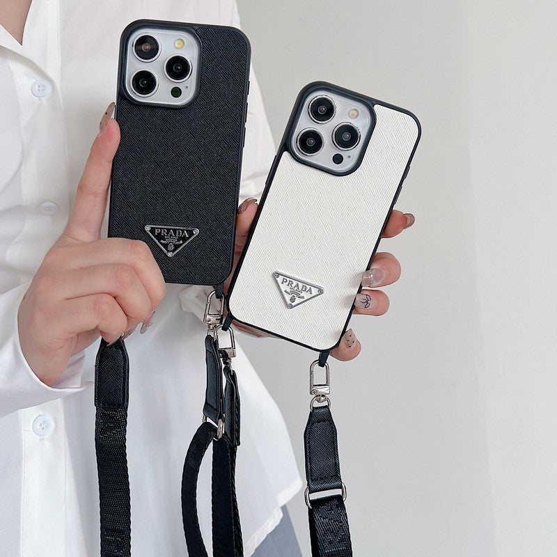 Funda de cuero cruzada de lujo para iPhone