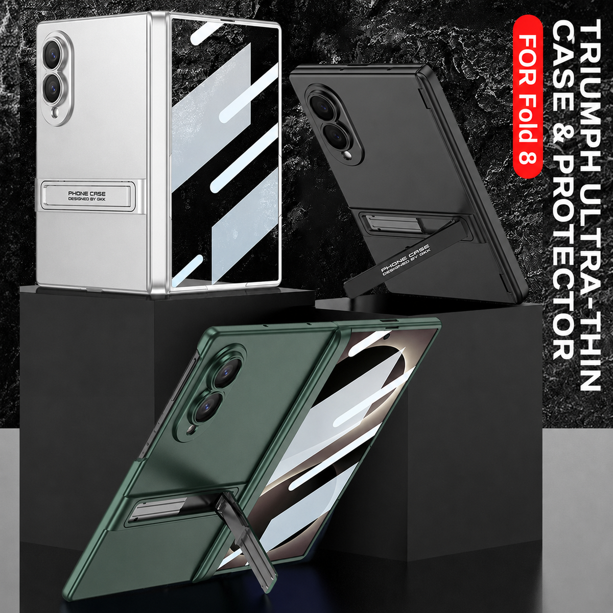 Funda de teléfono con bisagra magnética y soporte de estilo empresarial con película de pantalla trasera para Galaxy Z Fold 7/8 ultraancho