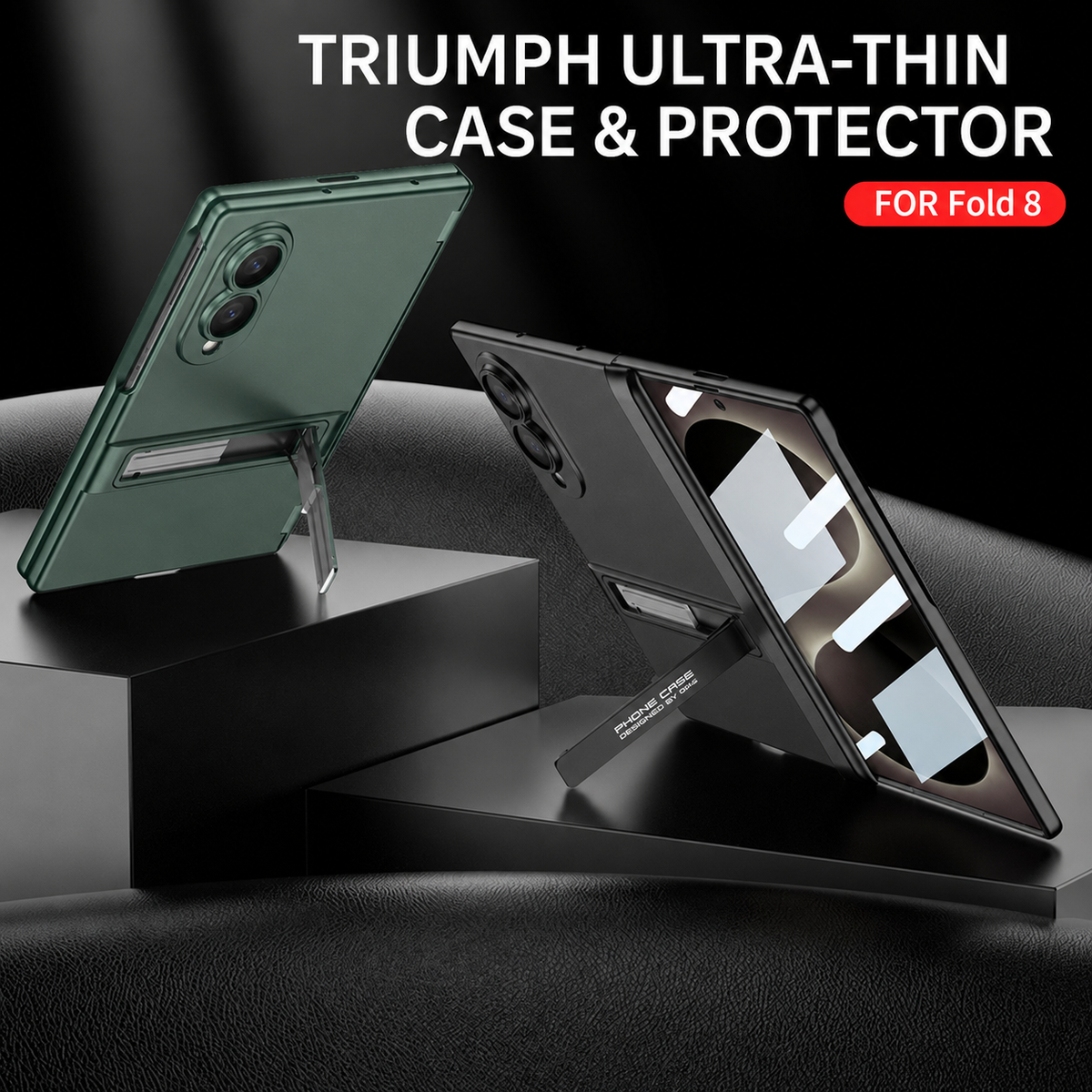 Funda de teléfono con bisagra magnética y soporte de estilo empresarial con película de pantalla trasera para Galaxy Z Fold 7/8 ultraancho