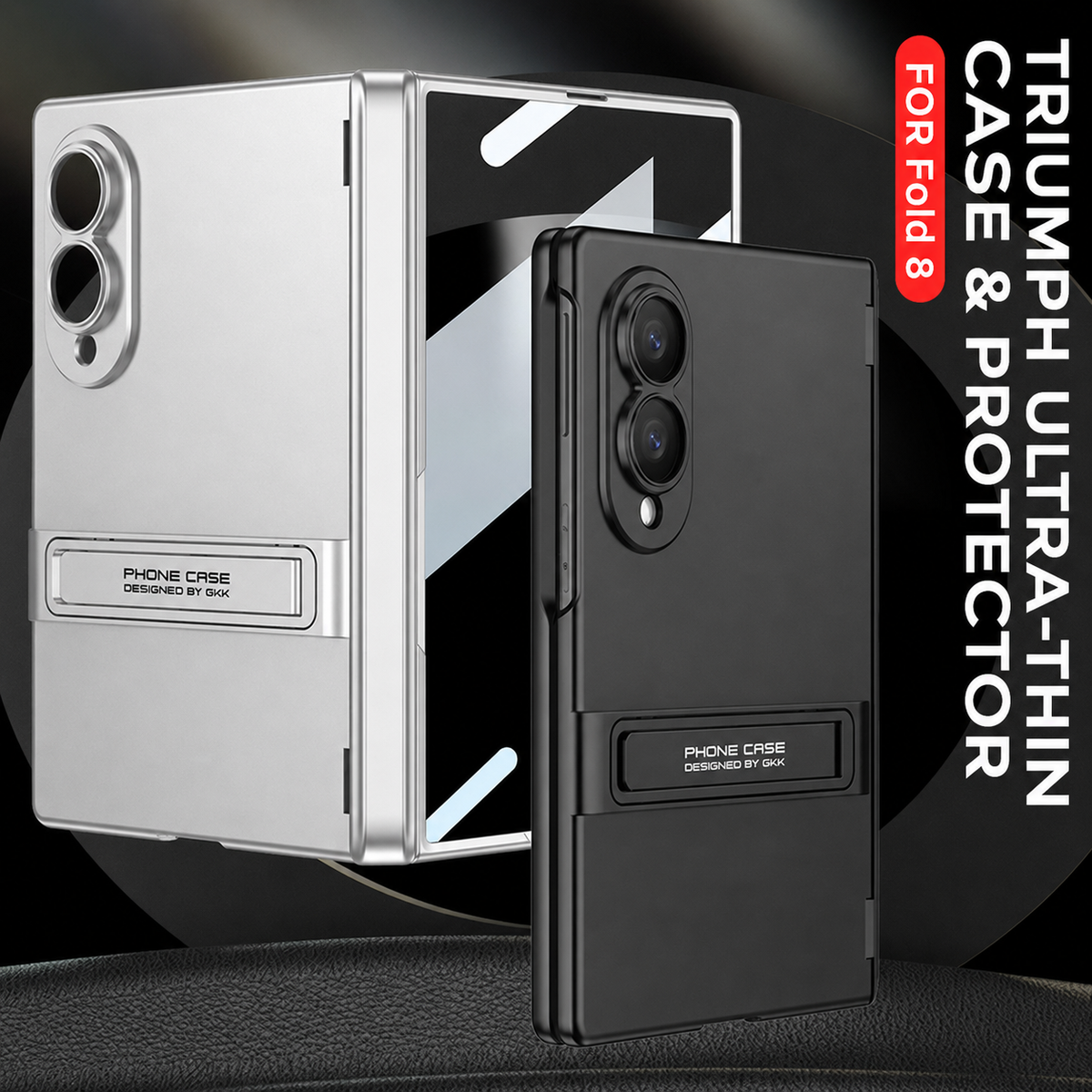 Funda de teléfono con bisagra magnética y soporte de estilo empresarial con película de pantalla trasera para Galaxy Z Fold 7/8 ultraancho