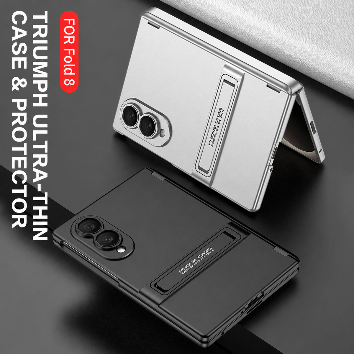 Funda de teléfono con bisagra magnética y soporte de estilo empresarial con película de pantalla trasera para Galaxy Z Fold 7/8 ultraancho