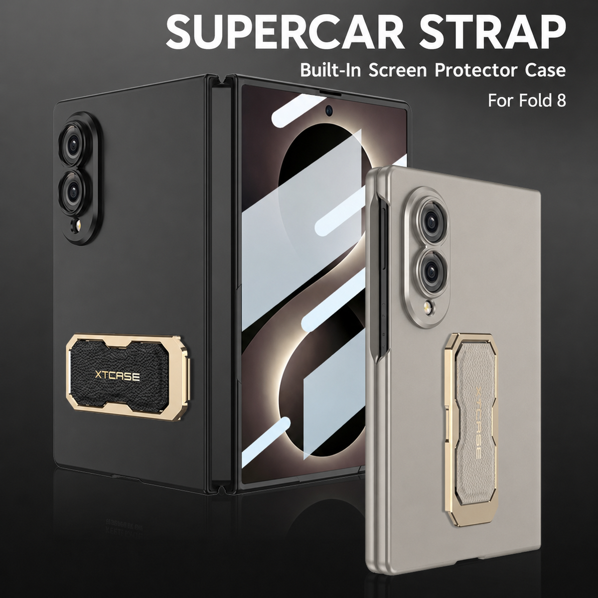 Funda para teléfono Galaxy Z Fold 8/7 Wide Ultra Fashion con pulsera y vidrio templado incorporados