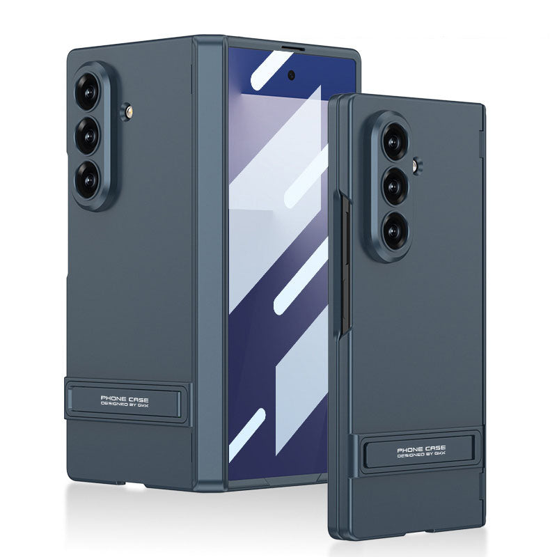 Funda de teléfono con bisagra magnética y soporte de estilo empresarial con película de pantalla trasera para Galaxy Z Fold 7/8 ultraancho