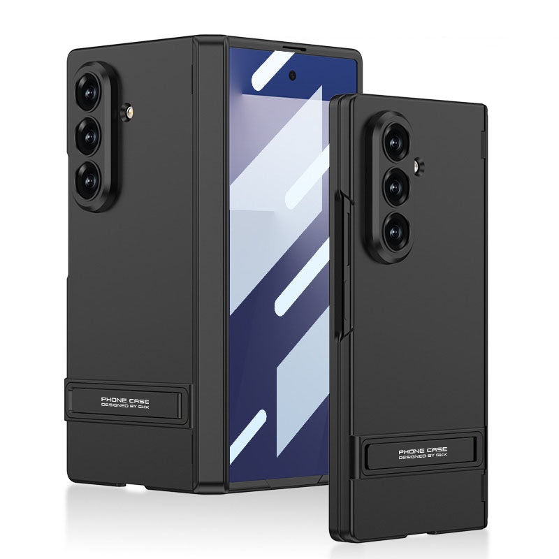 Funda de teléfono con bisagra magnética y soporte de estilo empresarial con película de pantalla trasera para Galaxy Z Fold 7/8 ultraancho