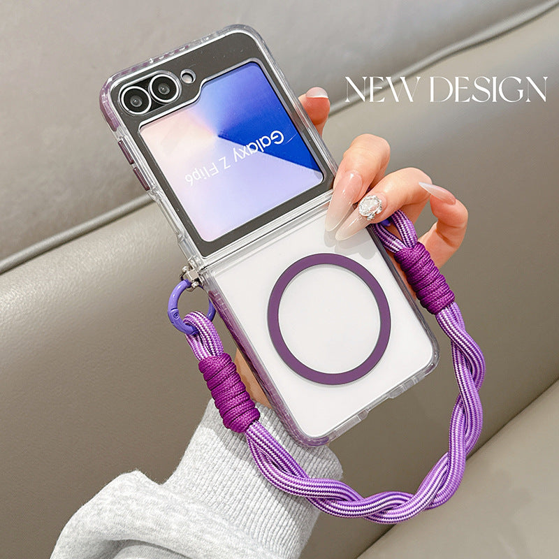 Clear Airbag Protection Phone Case With Lanyard For Galaxy Z Flip Series