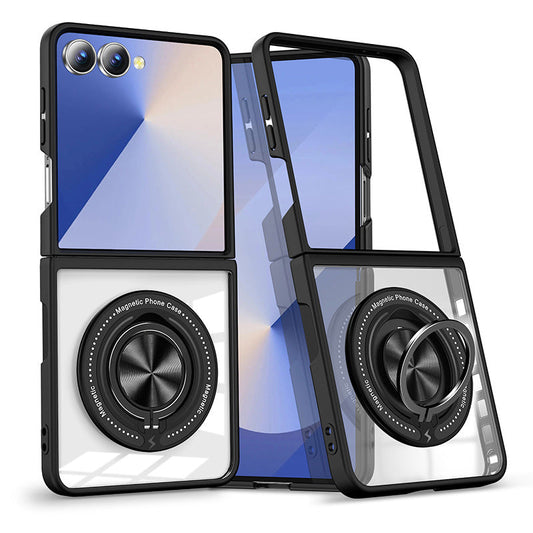 Átlátszó leesésgátló telefontok mágneses gyűrűtartóval a Galaxy Z Flip sorozathoz