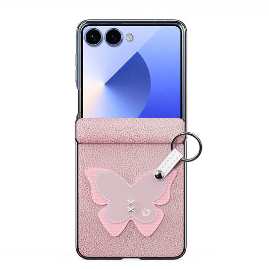 Leather Hinged Protective Phone Case With Lanyard For Galaxy Z Flip 7/6