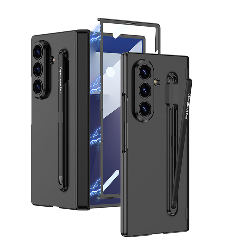 Funda protectora para teléfono con bisagra magnética, ranura para bolígrafo, lápiz óptico y película de vidrio para pantalla para Galaxy Z Fold 8/7/6/5