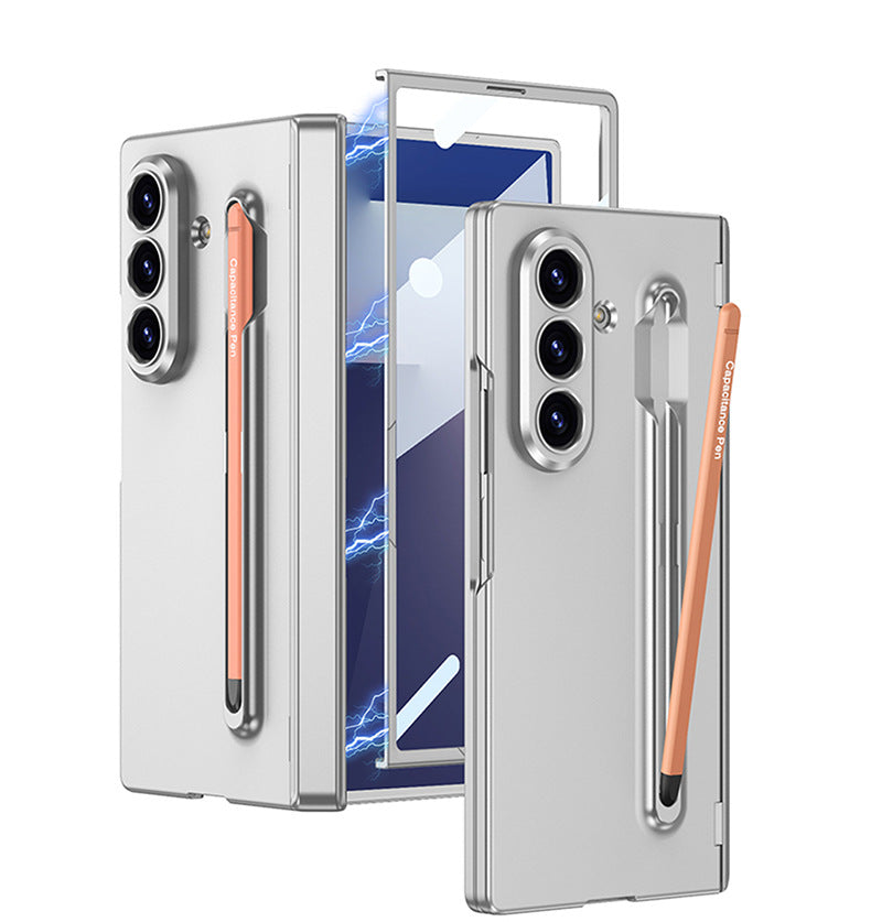 Funda protectora para teléfono con bisagra magnética, ranura para bolígrafo, lápiz óptico y película de vidrio para pantalla para Galaxy Z Fold 8/7/6/5