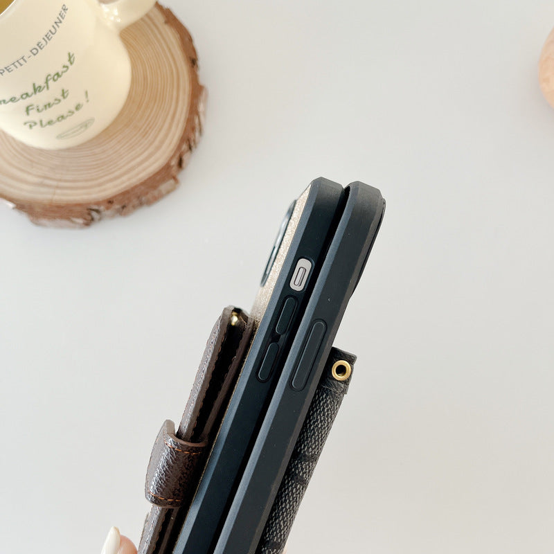 Klassiek iPhone-hoesje met portemonnee en crossbodyband Wit -XK240402