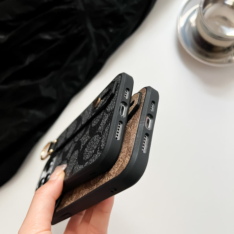 Klassieke iPhone-hoes met houder, zwart-SW240330