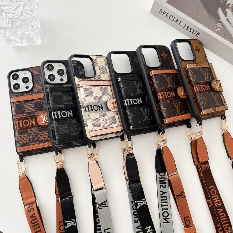 Luxe kaarttasketting zwart-wit iPhone-hoesje