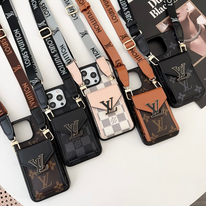 Luxe kaarttas iPhone-hoesje met vijf kleurenketting