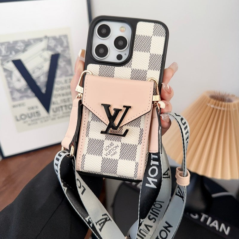Luxe kaarttas iPhone-hoesje met vijf kleurenketting