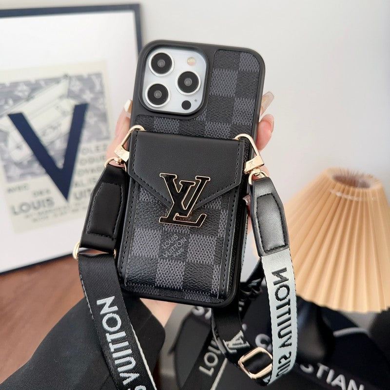 Luxe kaarttas iPhone-hoesje met vijf kleurenketting