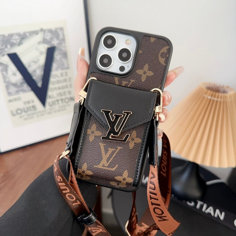 Luxe kaarttas iPhone-hoesje met vijf kleurenketting