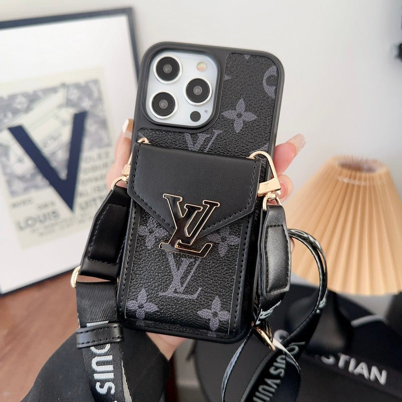 Luxe kaarttas iPhone-hoesje met vijf kleurenketting