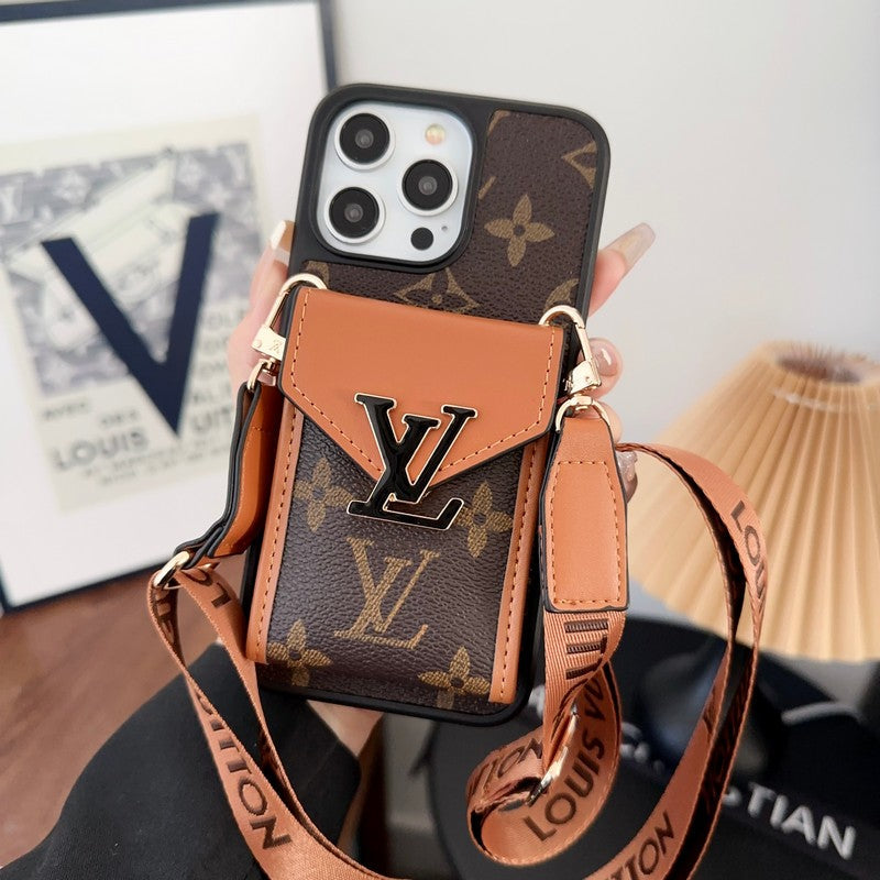 Luxe kaarttas iPhone-hoesje met vijf kleurenketting