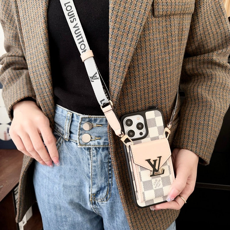 Luxe kaarttas iPhone-hoesje met vijf kleurenketting