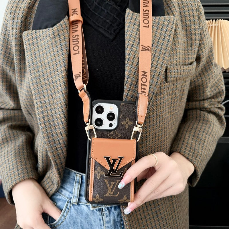 Luxe kaarttas iPhone-hoesje met vijf kleurenketting