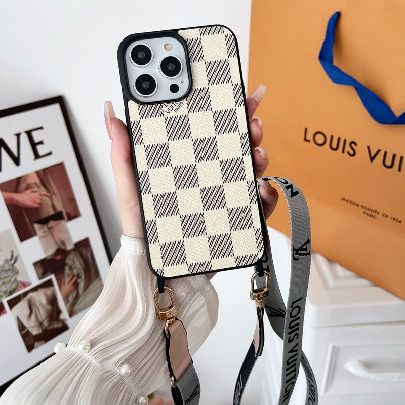 Bandolera de lujo en blanco y negro Funda y vinilo para iPhone